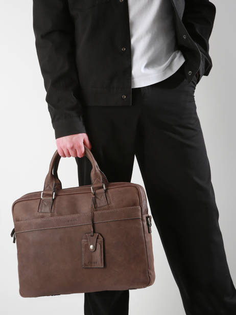 Leather Spider Briefcase 2 Compartments Etrier Black spider ESPI8022 other view 1