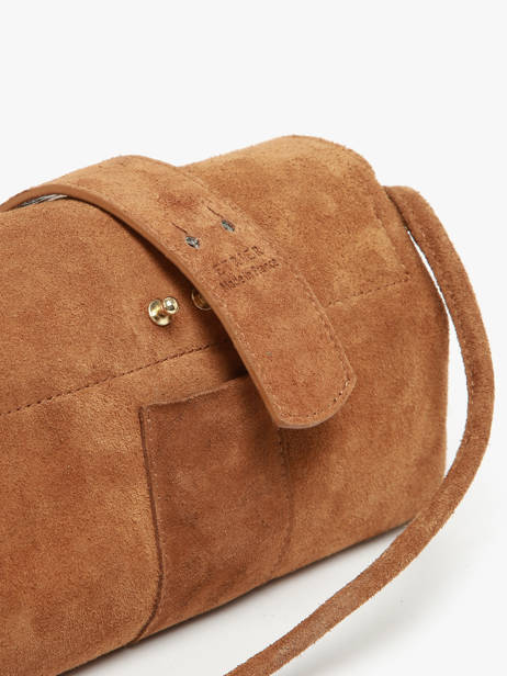 Sac Bandoulière M Agnes Cuir Velours Etrier Marron agnes EAGV205M vue secondaire 8